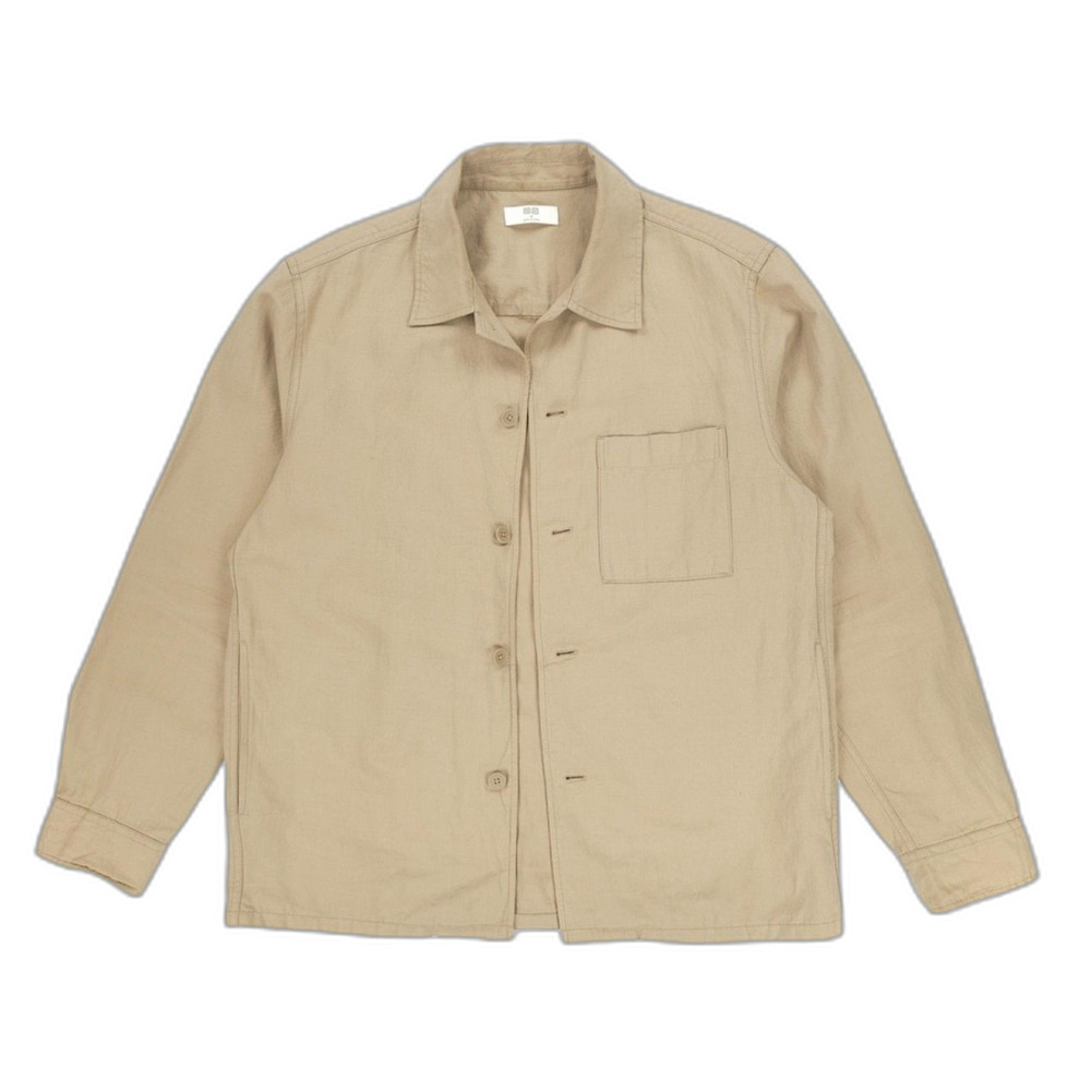 NEW Uniqlo Cotton Linen Shirt Jacket Utility Overshirt Minimal Resort Old Money